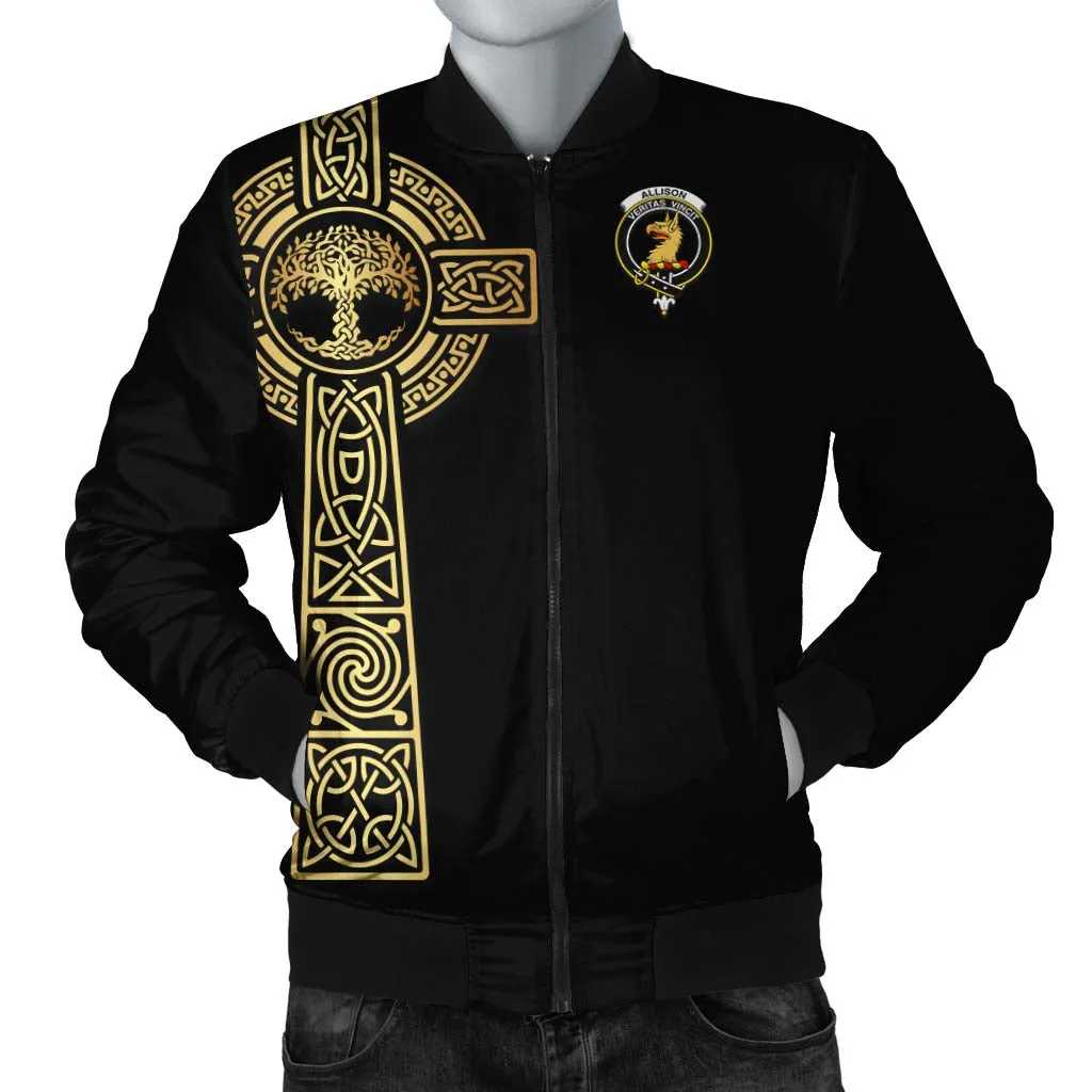 Allison Clan Bomber Jacket with Golden Celtic Tree Of Life