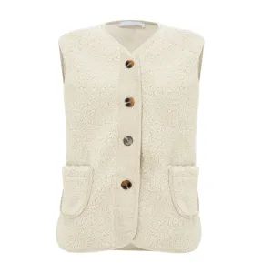 Amazing Woman Faux Suede Teddy Gilet Cream