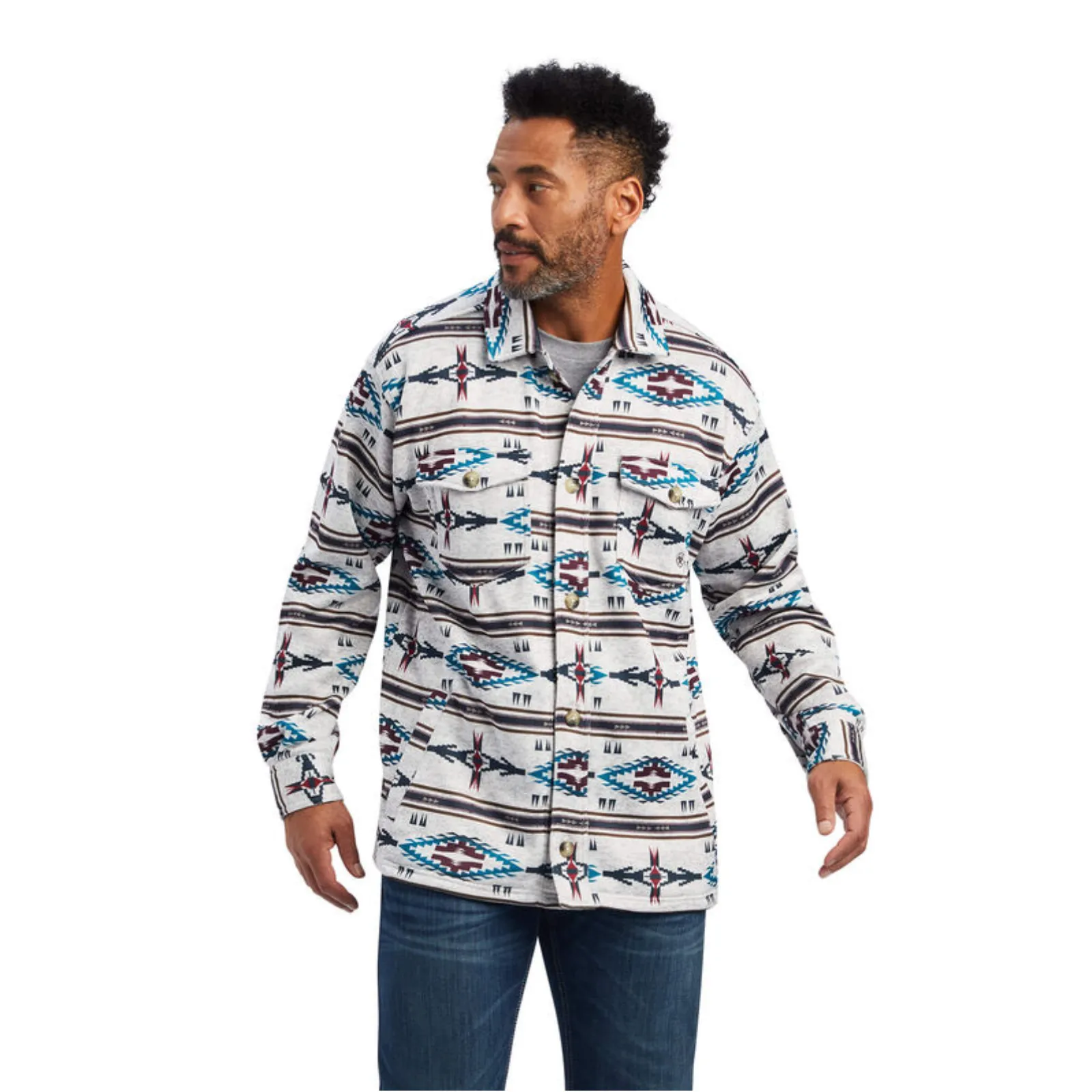 Ariat® Men's Caldwell Printed Dark Oatmeal Shirt Jacket 10041733