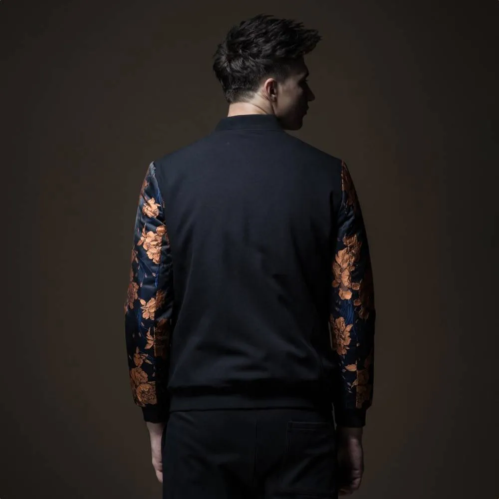 Autumn Vintage Bloom Pattern Men Bomber Jacket