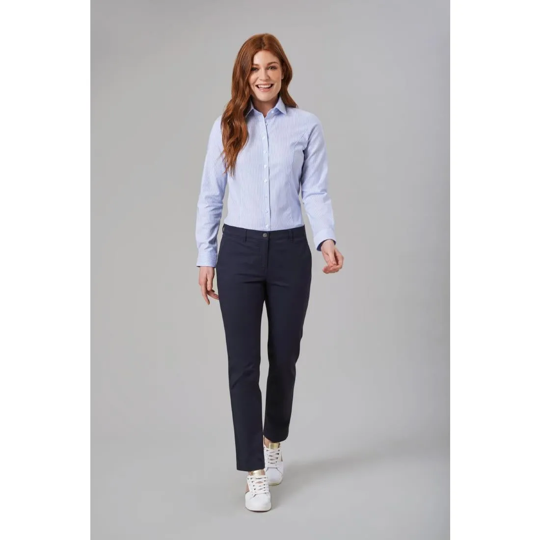 BA082-12 Brook Taverner Womens Houston Slim Leg Chinos Navy Size 12