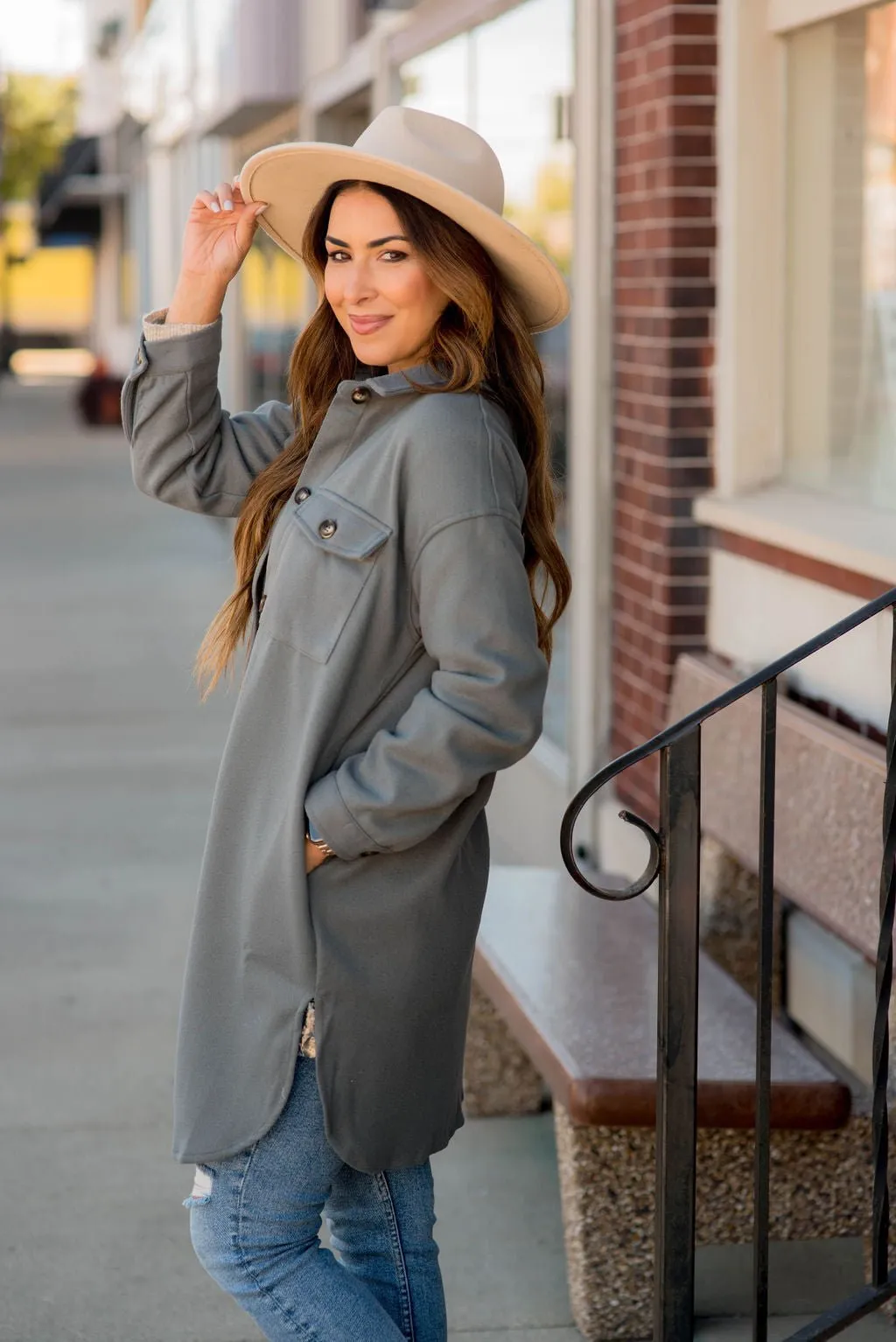 Basic Tunic Side Slit Shacket