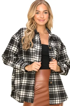 Basics Feel Plaid Print Shacket