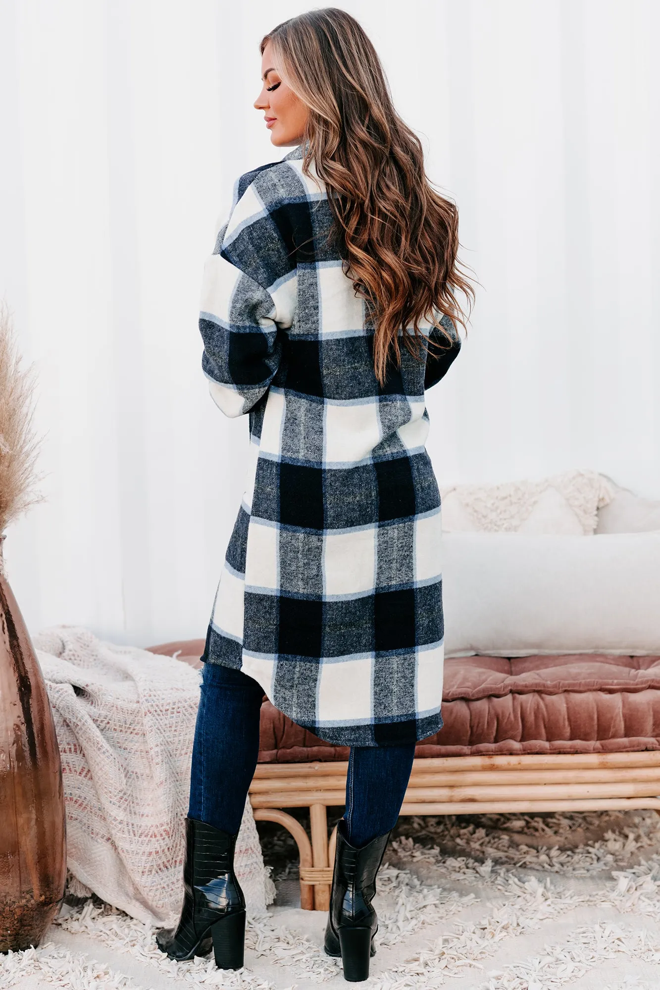 Beale Street Blues Long Plaid Shacket (Black/Blue)