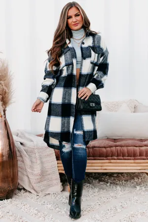 Beale Street Blues Long Plaid Shacket (Black/Blue)