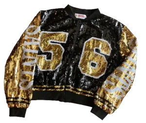 Black and Gold Bomber Jacket #56 By Poree's Embroidery