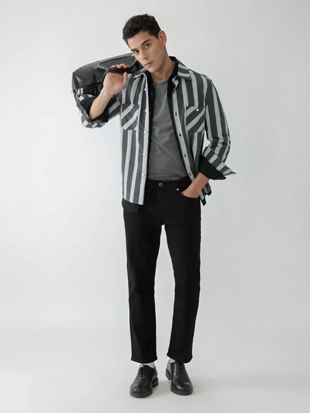 Black Striped Shacket