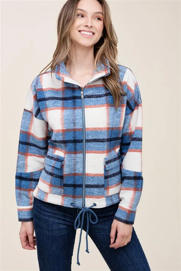 Blue & Ivory Plaid Shacket - Final Sale