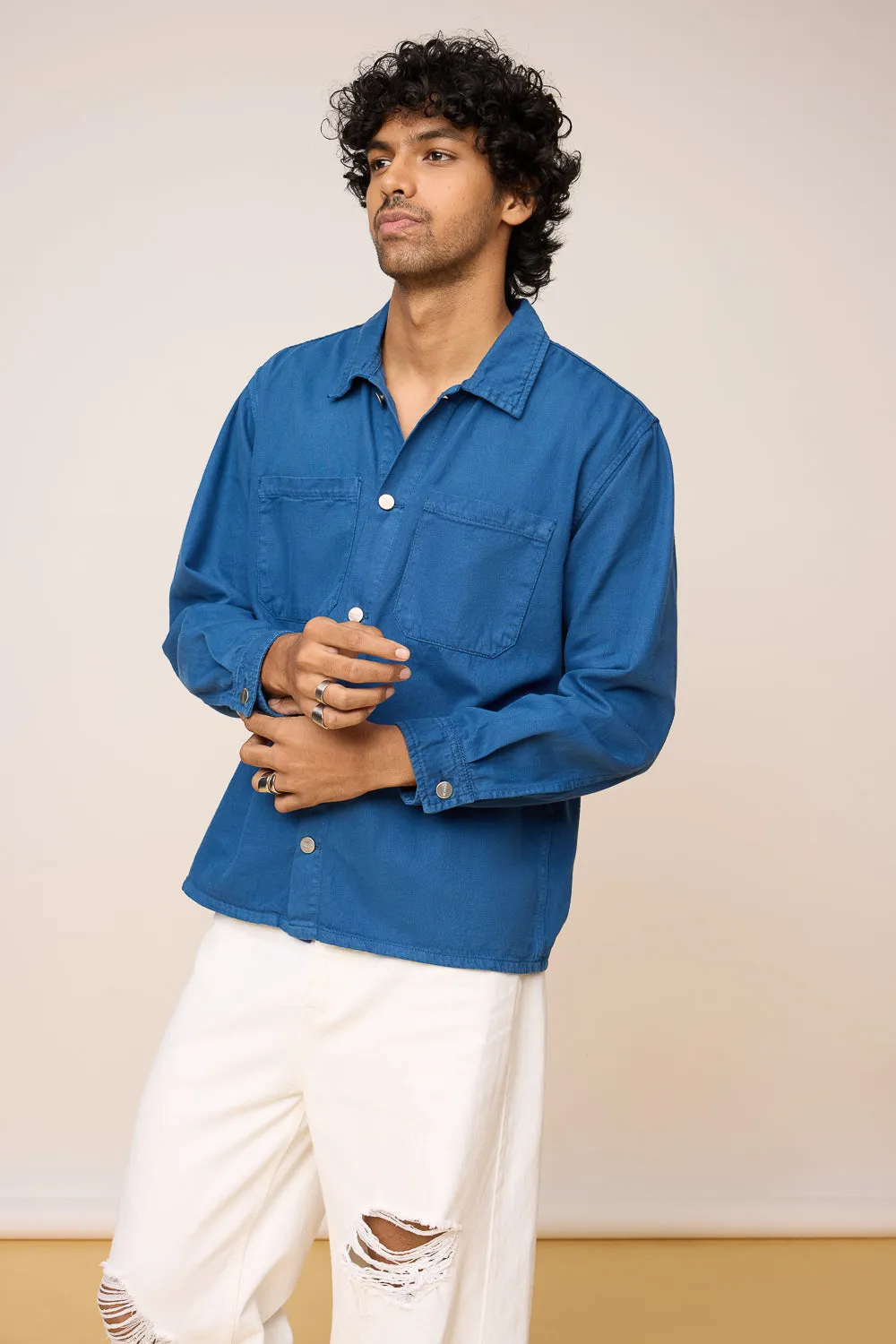 Blue Men’s Long Sleeve Utility Shacket