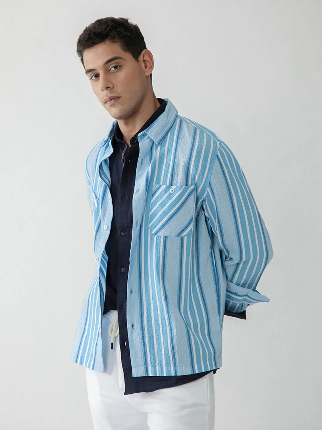 Blue Striped Shacket