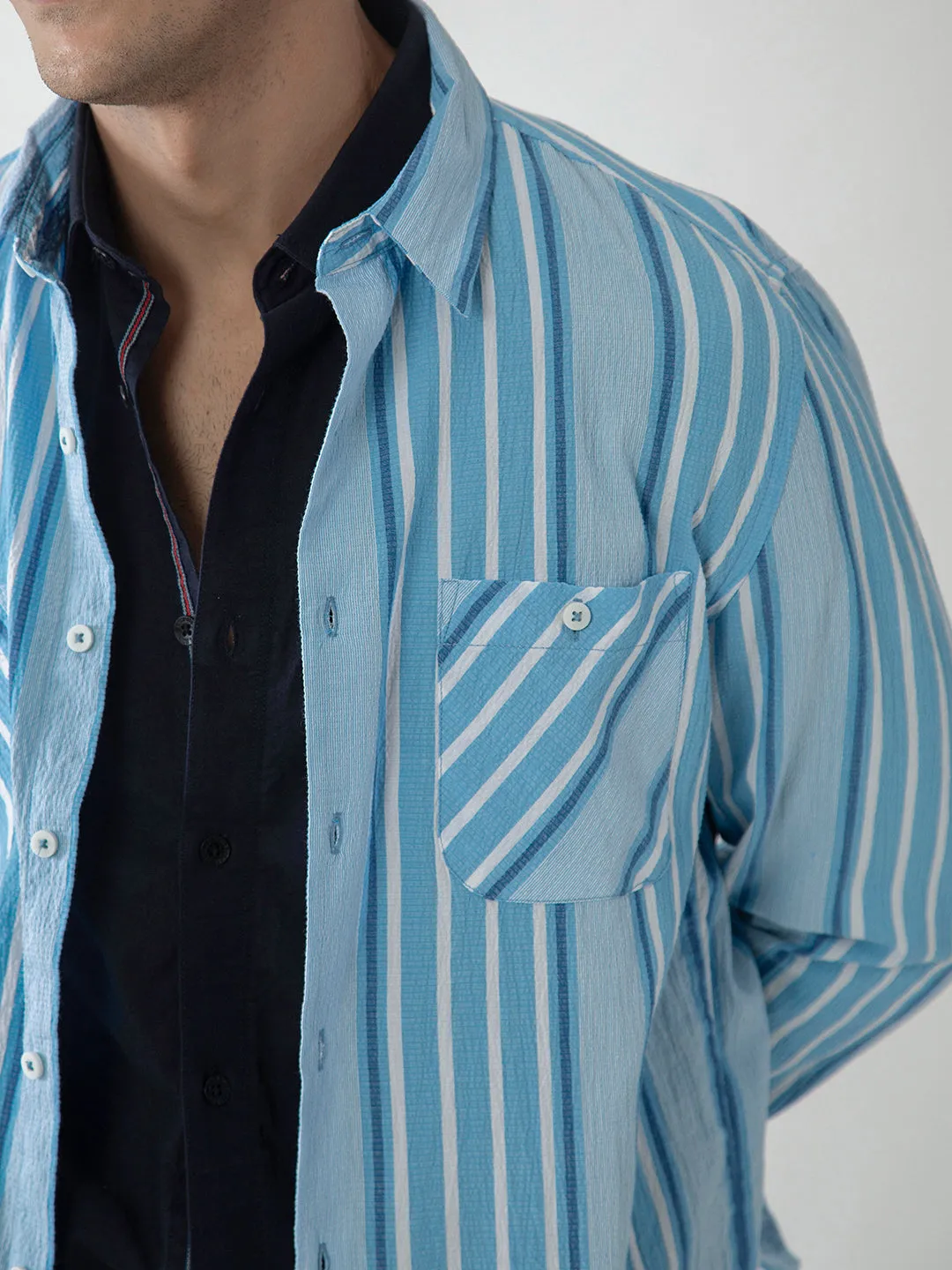 Blue Striped Shacket