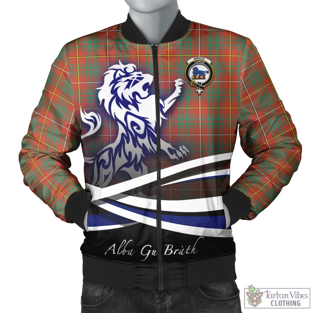 Bruce Ancient Tartan Bomber Jacket with Alba Gu Brath Regal Lion Emblem