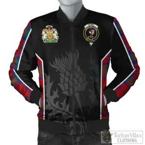 Byres (Byses) Tartan Bomber Jacket with Family Crest and Scottish Thistle Vibes Sport Style