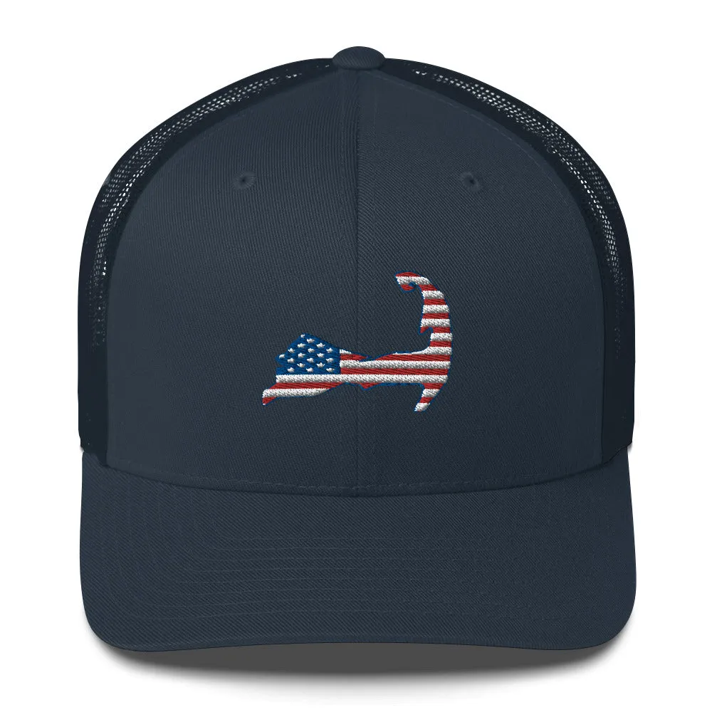 Cape Cod Patriotic American Flag Trucker Cap Snapback