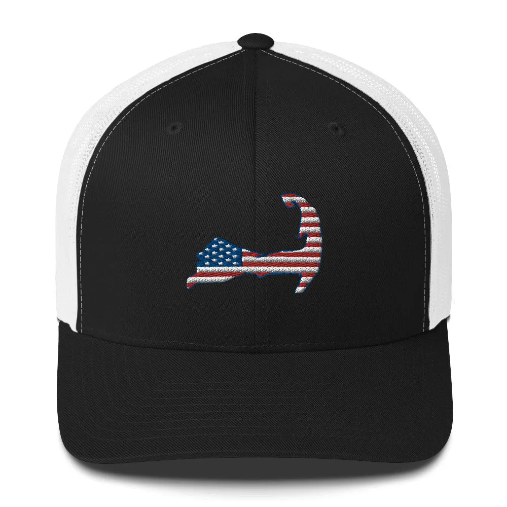 Cape Cod Patriotic American Flag Trucker Cap Snapback