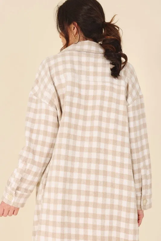 Check pattern long shacket *Online Only*