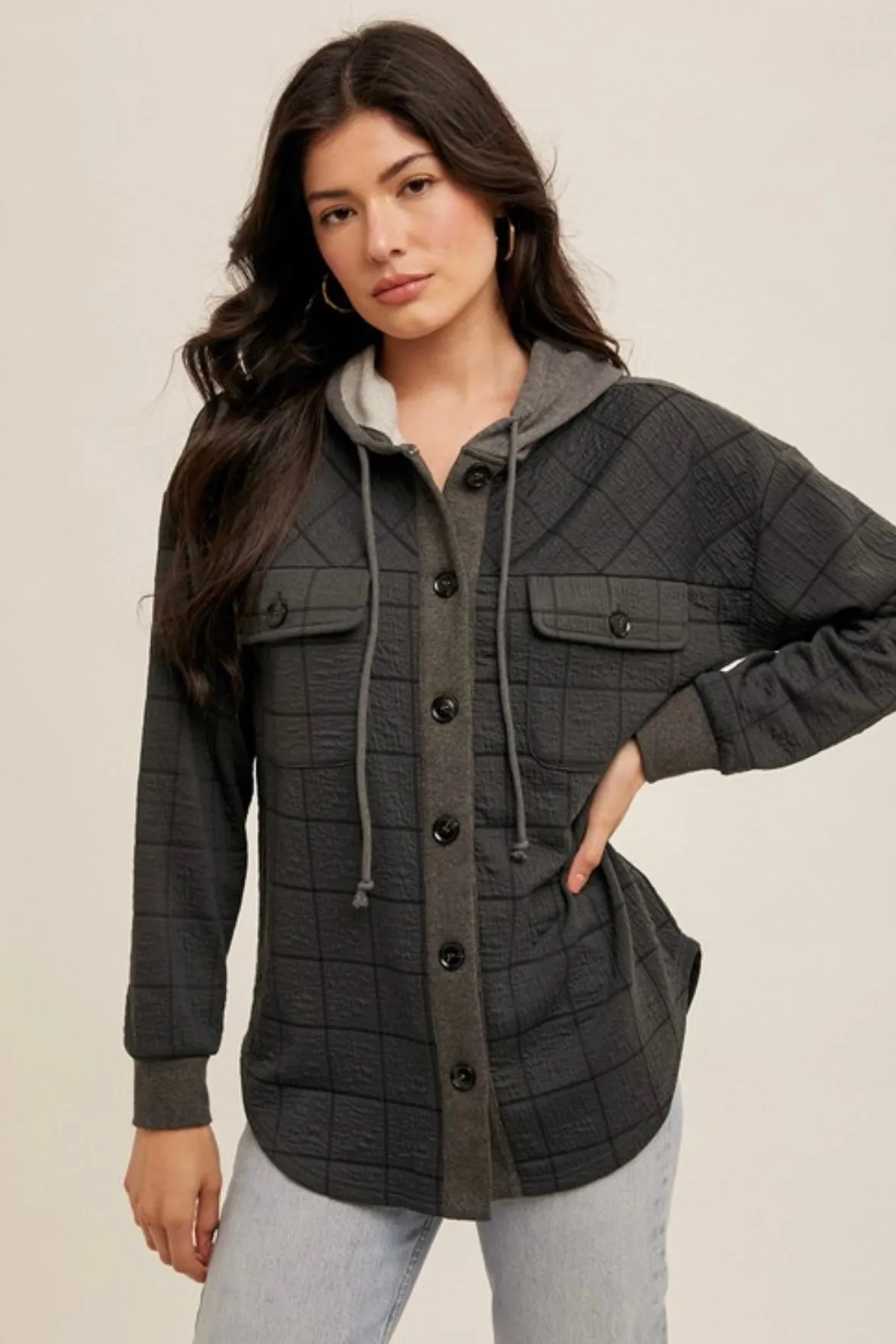 Checked Hooded Shacket - 3 Colors!