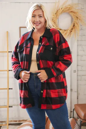 Christmas Red Flannel Plaid Button Down Shacket