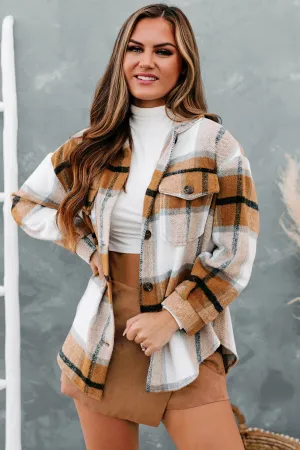 Cider Falls Oversized Plaid Shacket (Brown)