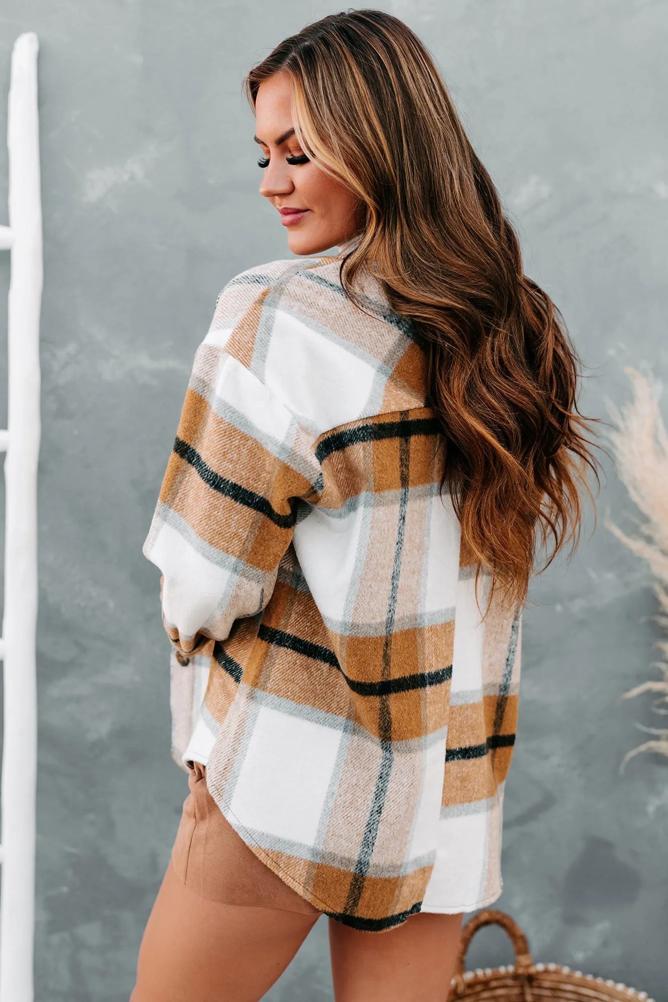 Cider Falls Oversized Plaid Shacket (Brown)