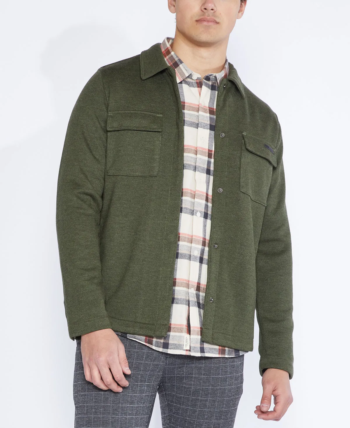 Cole Knit Shirt Jacket (Heather Dark Olive)