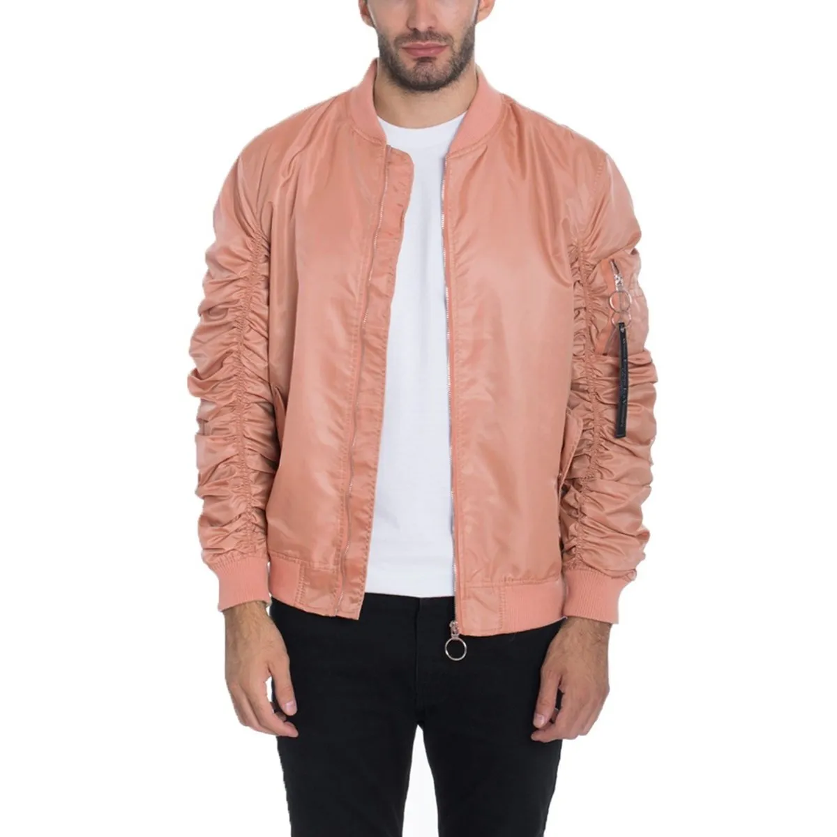 Coral Flight Lined Bomber Jacket