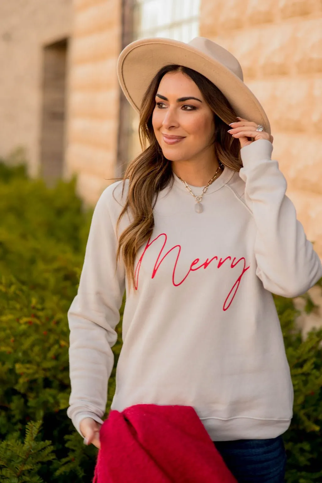 Cursive Merry Graphic Sweatshirt