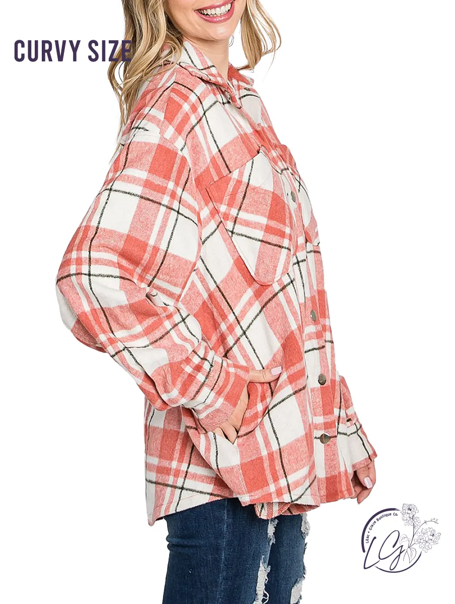 Curvy Remind Me Again Plaid Shacket