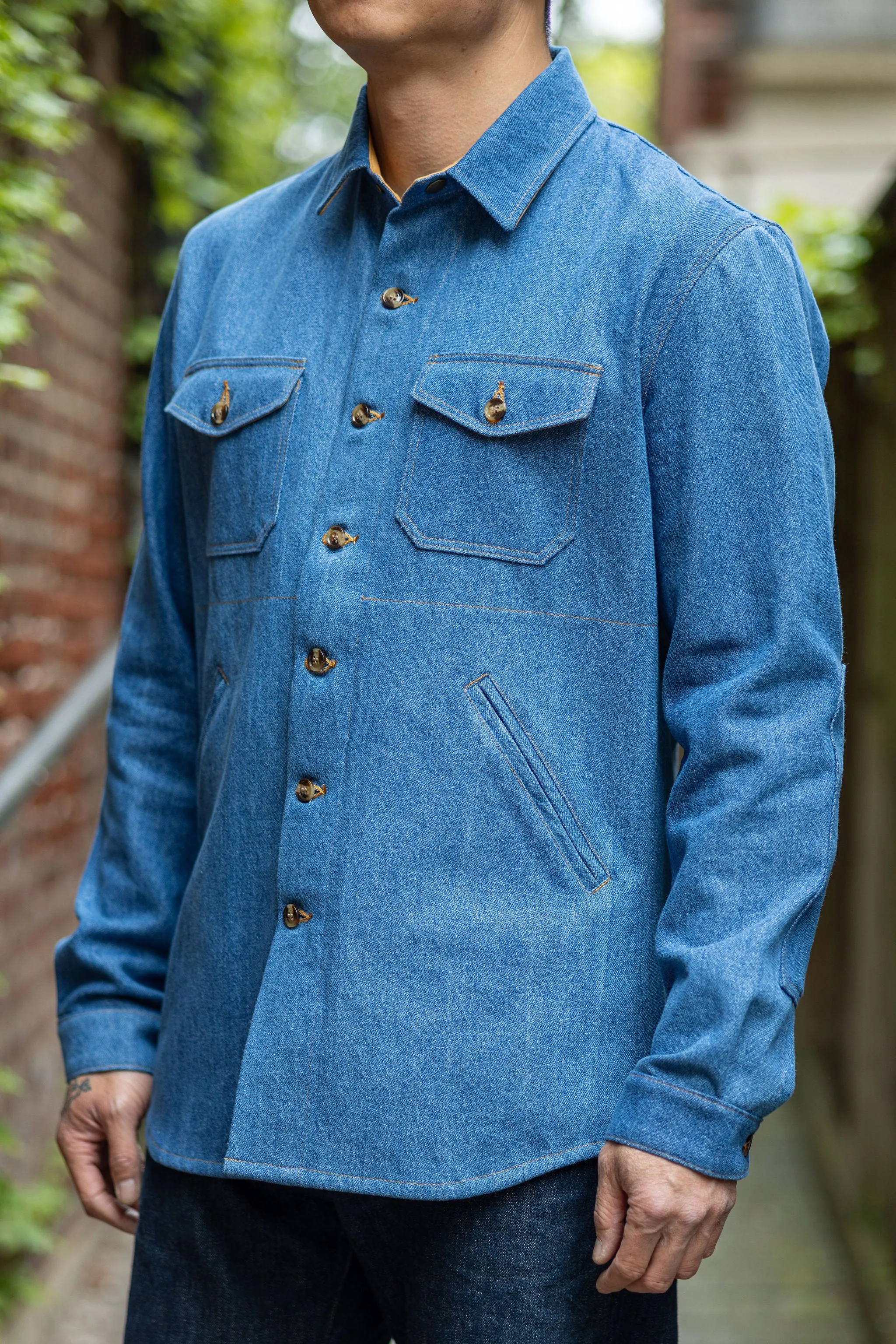 Dehen 1920 Crissman Overshirt - Sky Blue Denim