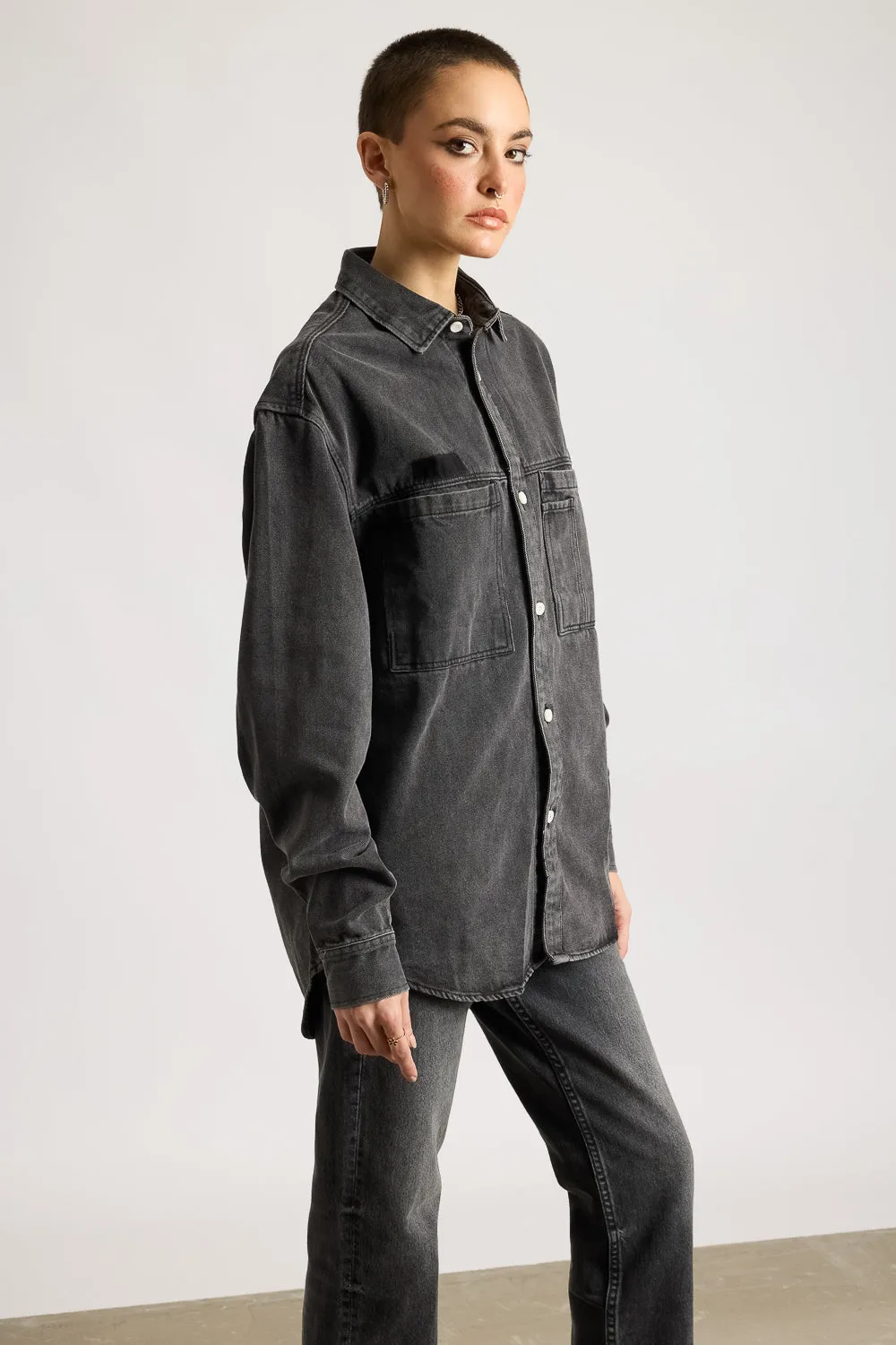 Denim Blank Tag Shacket