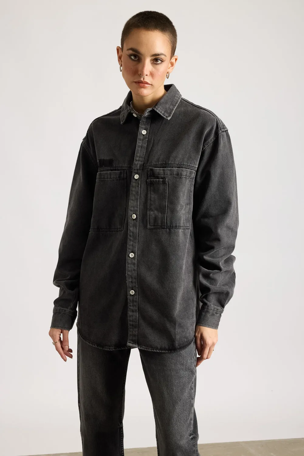 Denim Blank Tag Shacket