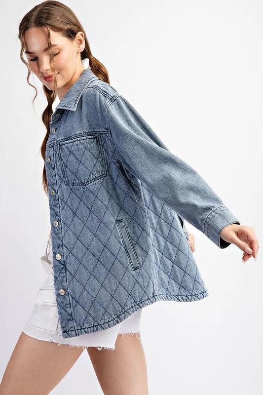 Denim Quilted Shackets - 2 Colors!