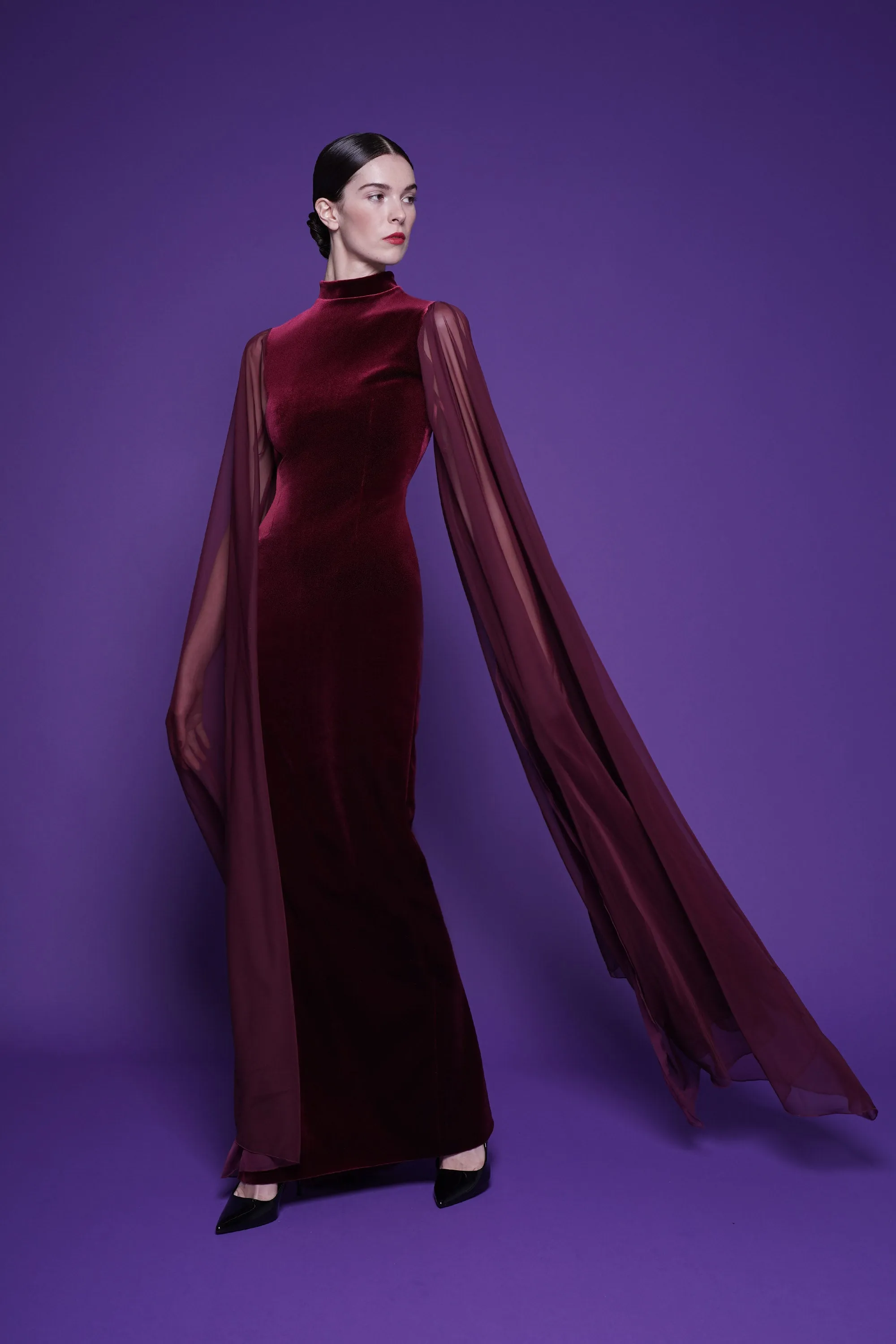 DILLA CHIFFON AND VELVET GOWN