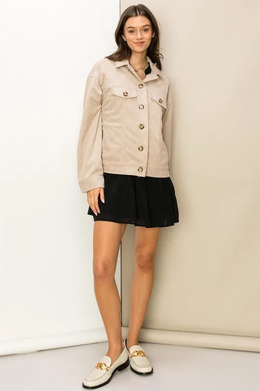 Dream Plans Corduroy Flap Pocket Jacket