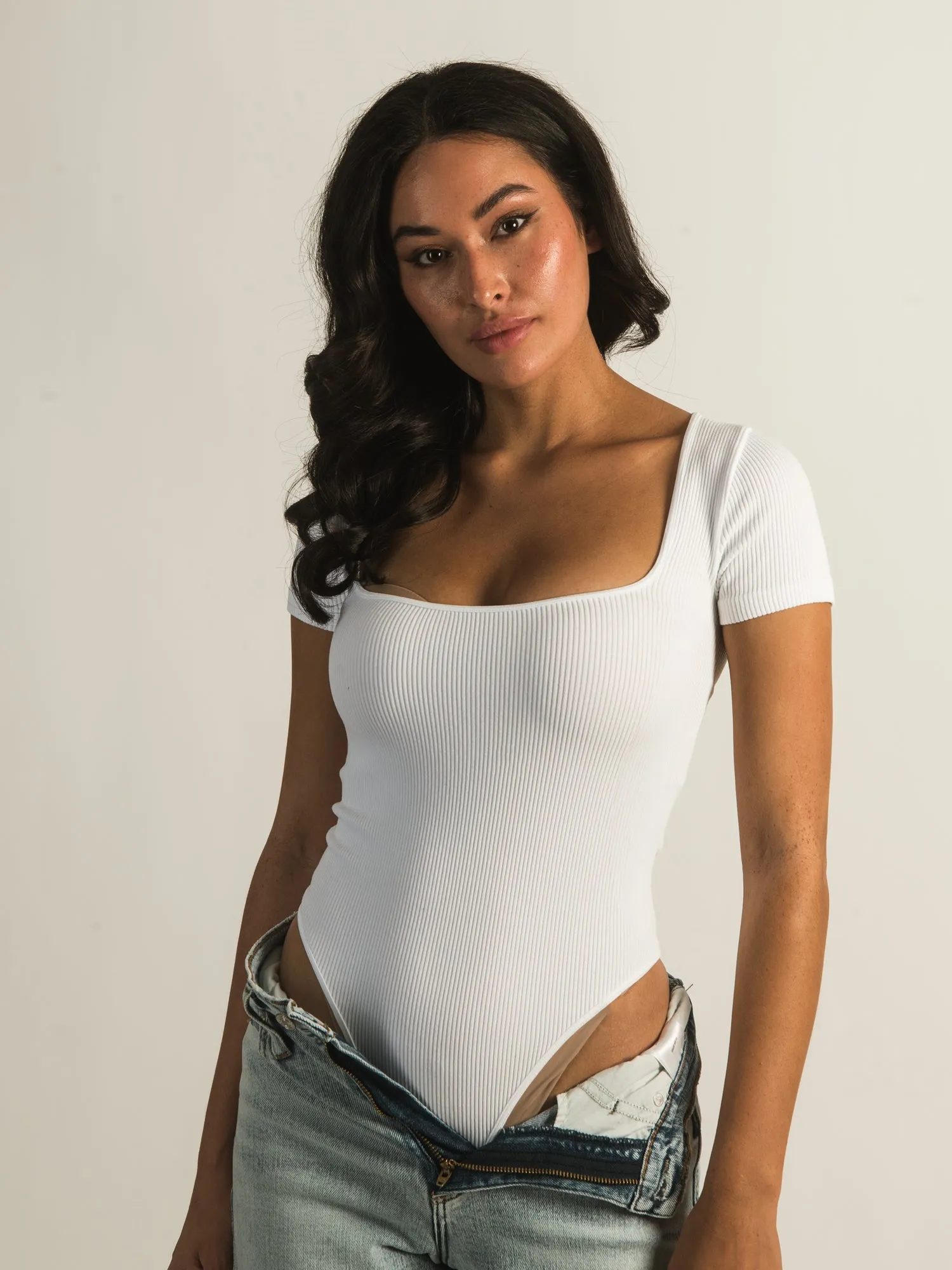 DYNAMIC SQUARE NECK T BODYSUIT - CLEARANCE