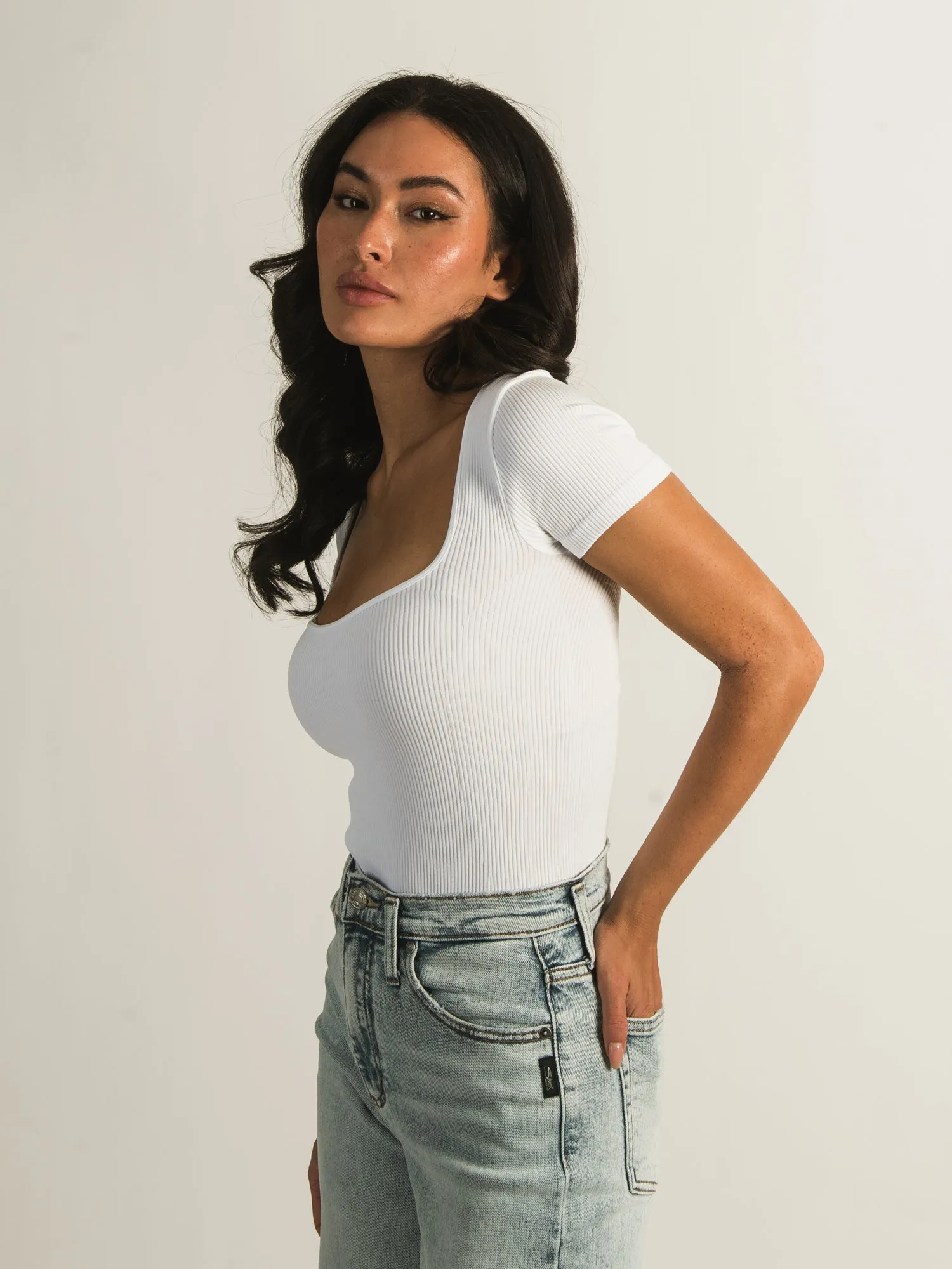 DYNAMIC SQUARE NECK T BODYSUIT - CLEARANCE