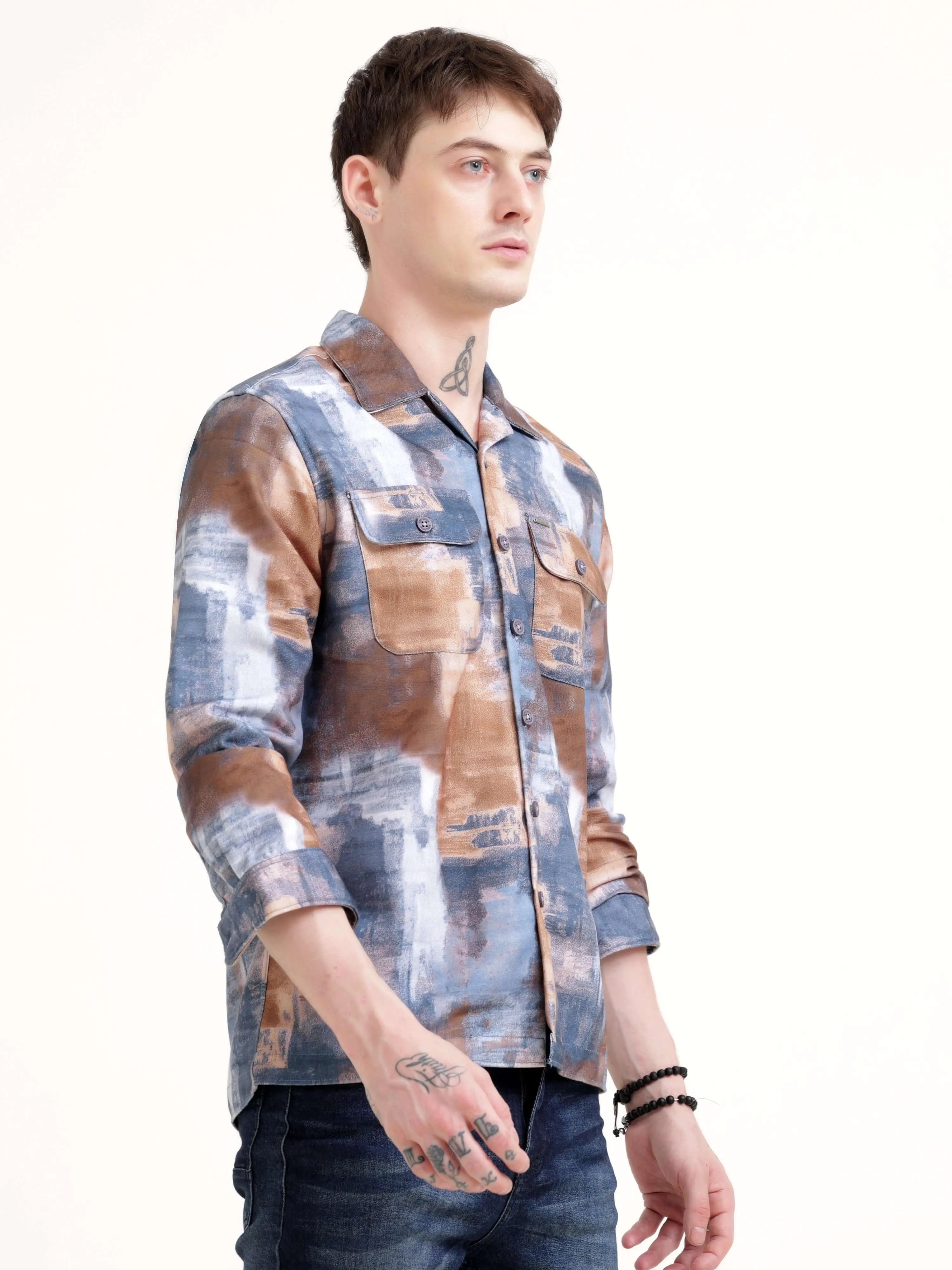 Enigmatic Multi Splash Grey Overshirt