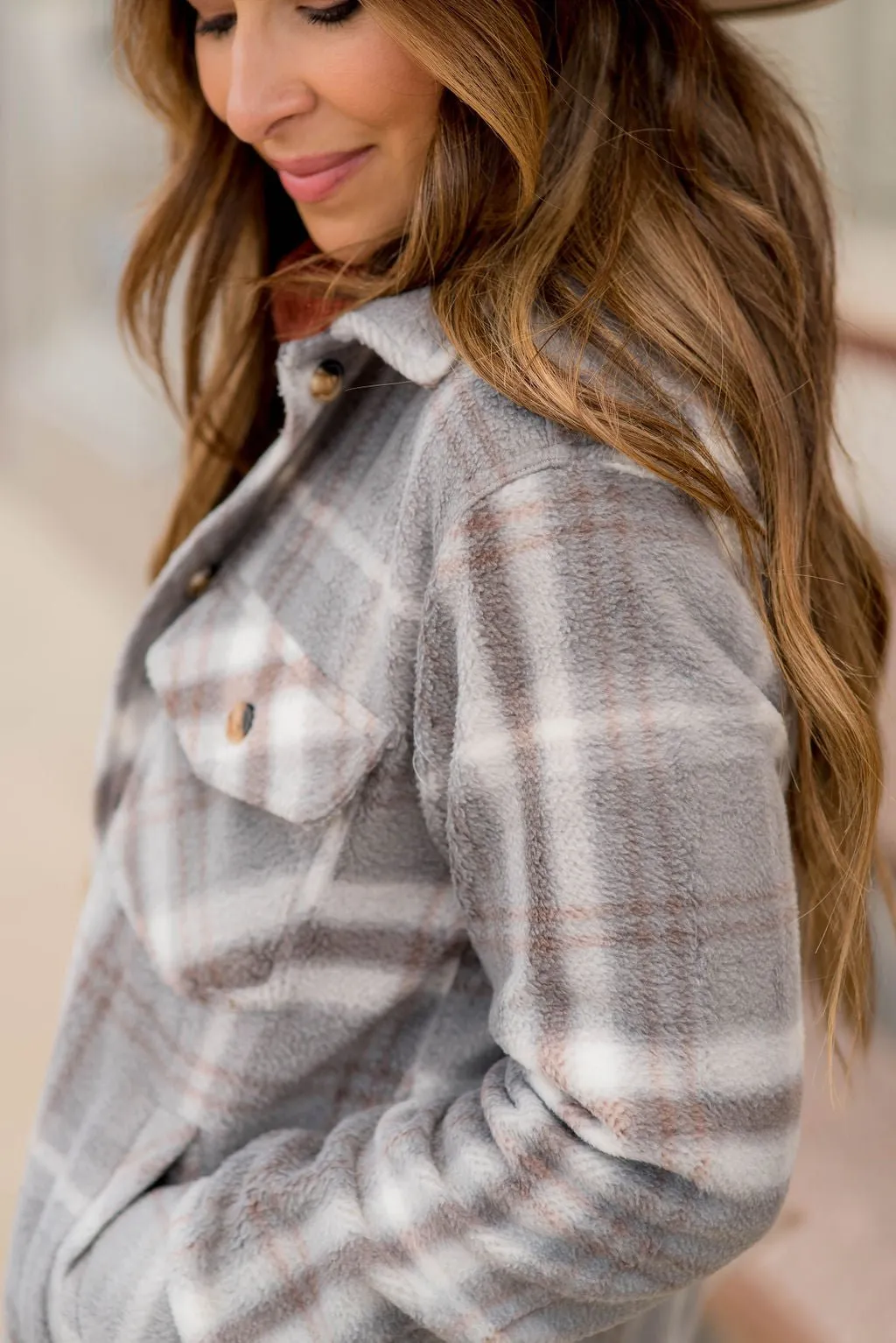 Faded Plaid Plush Shacket