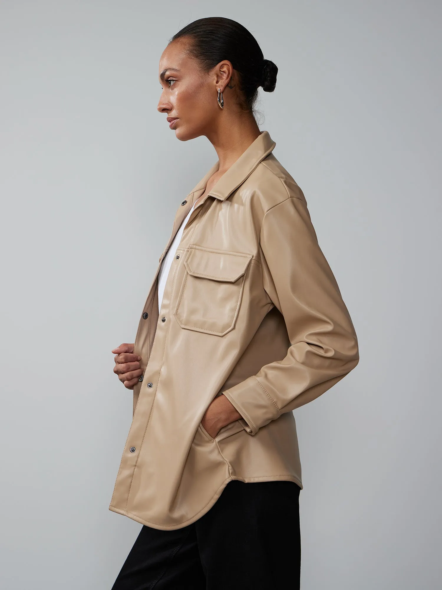 Faux Leather Oversized Shacket