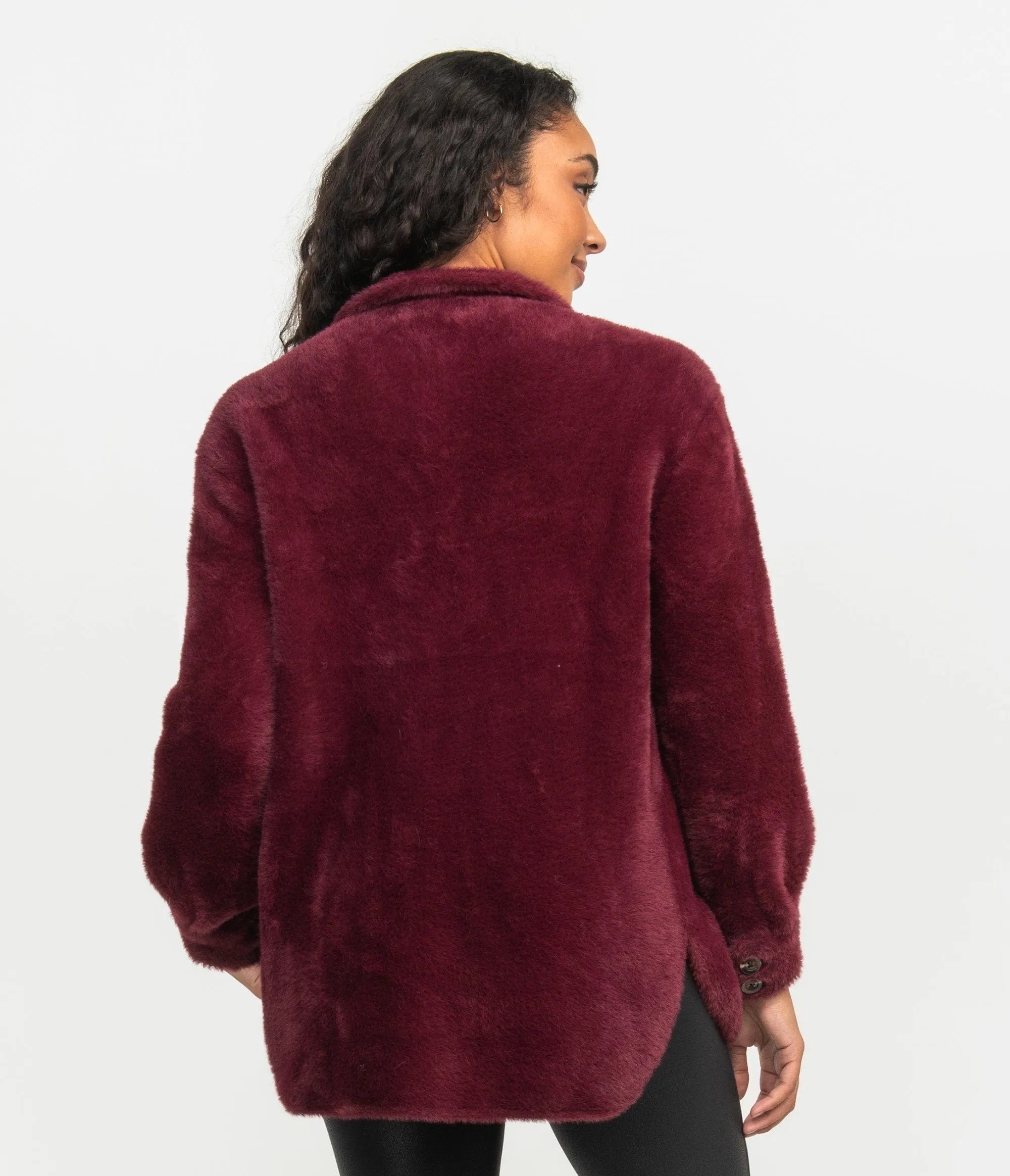 Feather Knit Shacket - Bordeaux