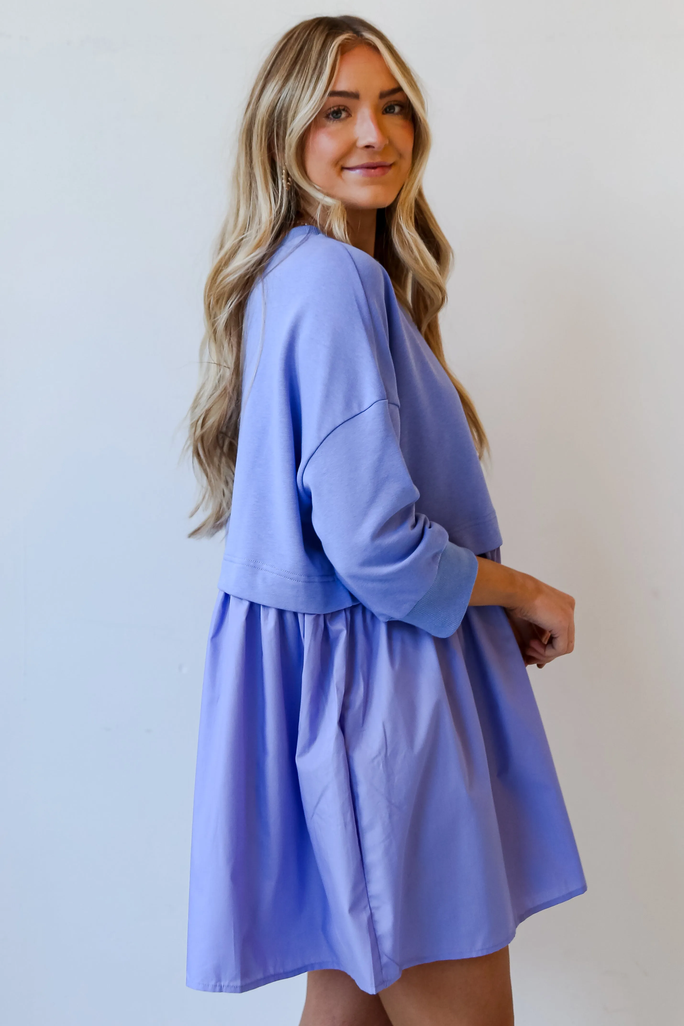 FINAL SALE - Pleasant Darling Periwinkle Sweatshirt Dress