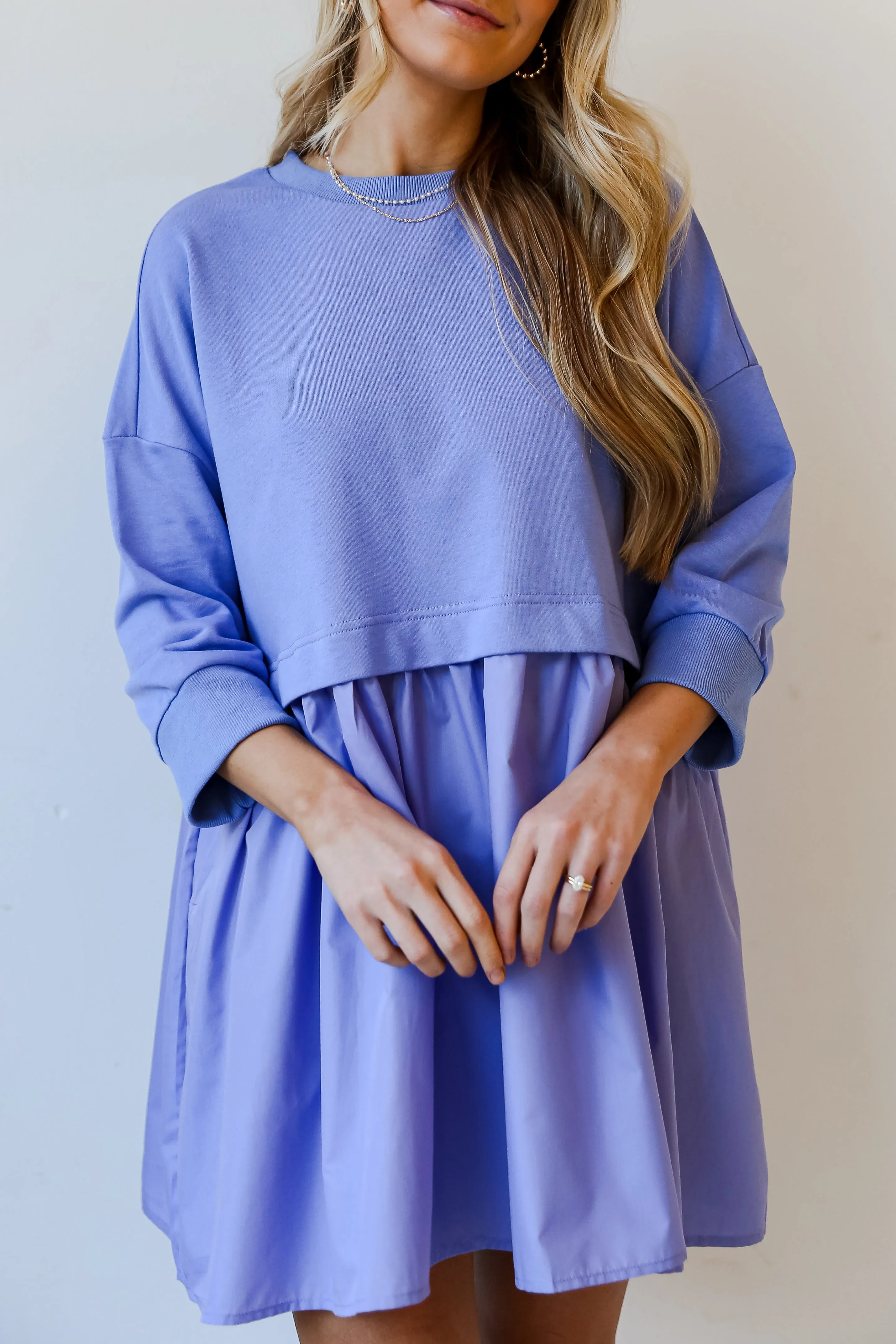 FINAL SALE - Pleasant Darling Periwinkle Sweatshirt Dress