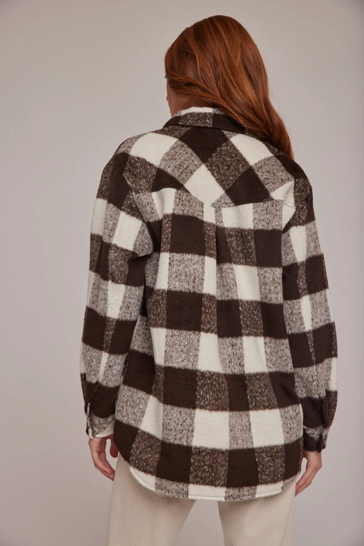 Flap Pocket Shacket - Dark Cocoa Check