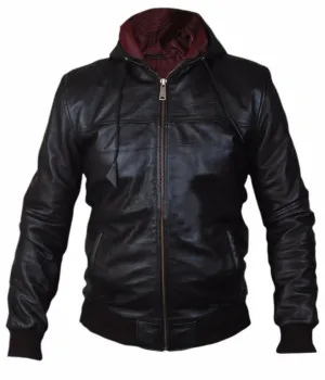 Flight Leather Jacket Men Zip-up Hoodie For Men