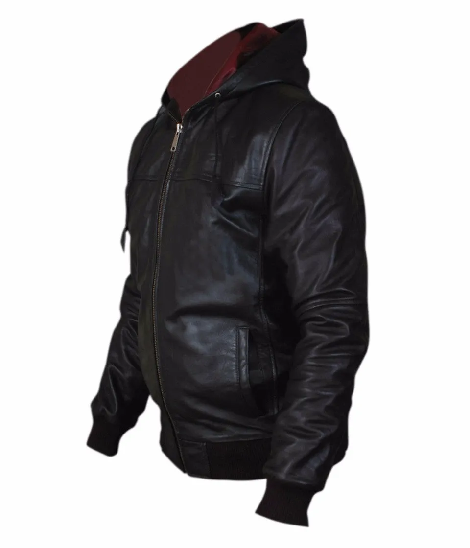 Flight Leather Jacket Men Zip-up Hoodie For Men