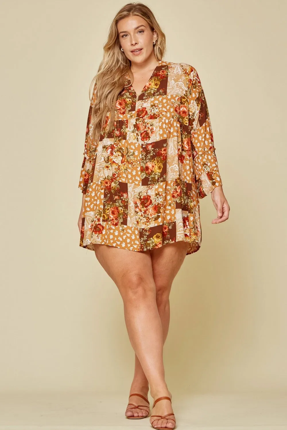 Floral Patchwork Dress, Rust