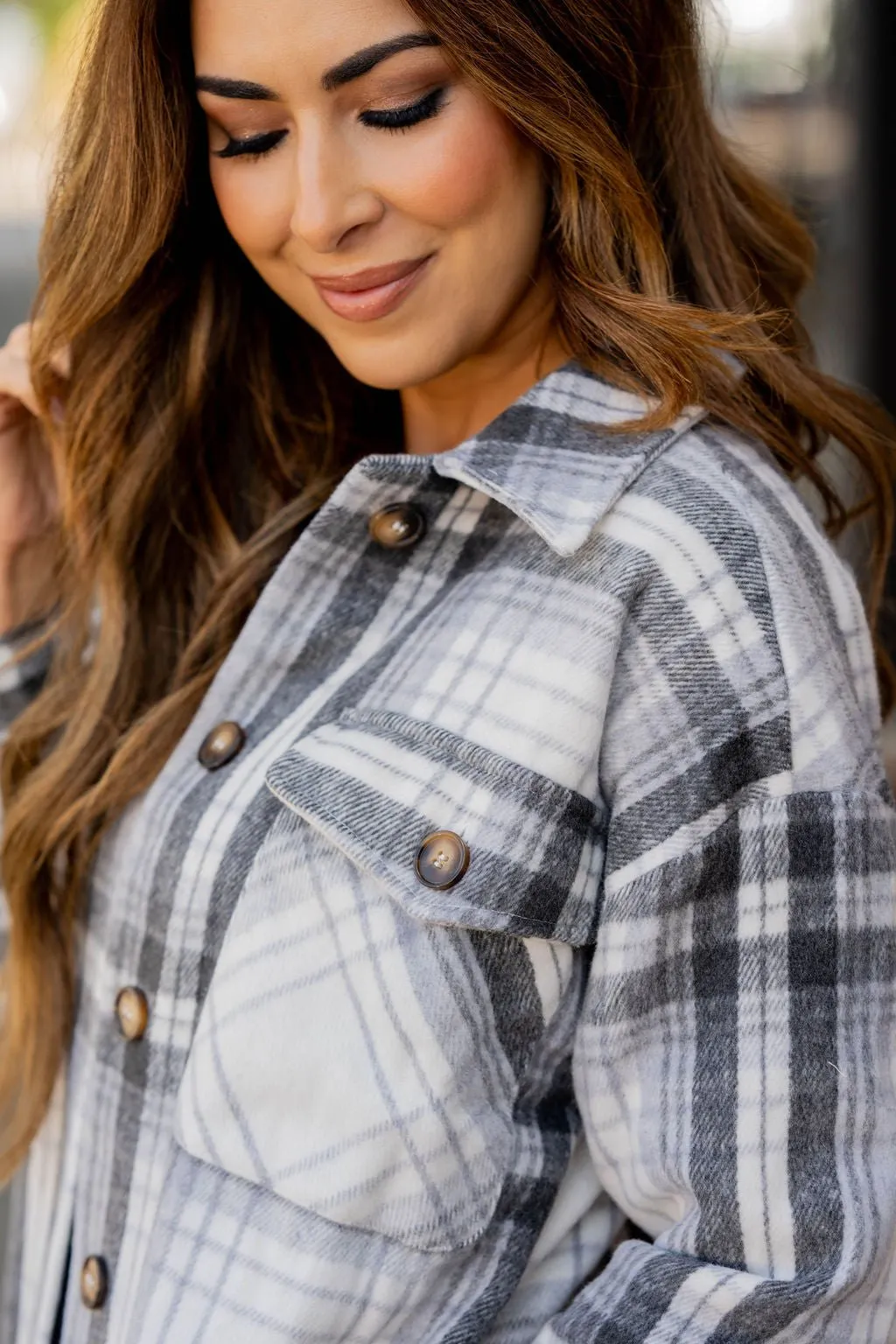 Fringe Bottom Plaid Tunic Shacket