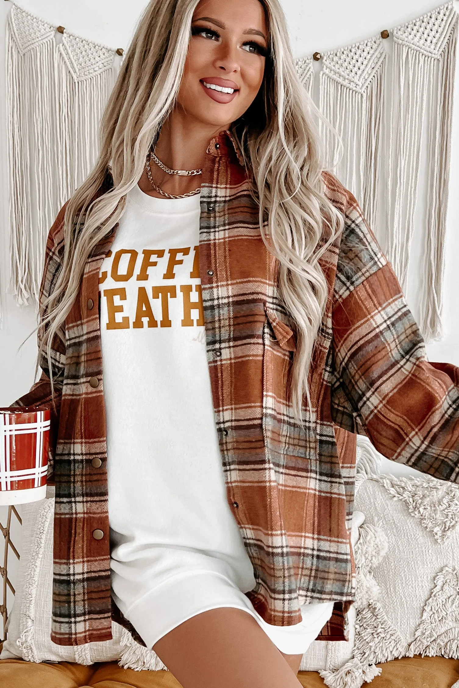 Georgie Plaid Shacket (Rust)