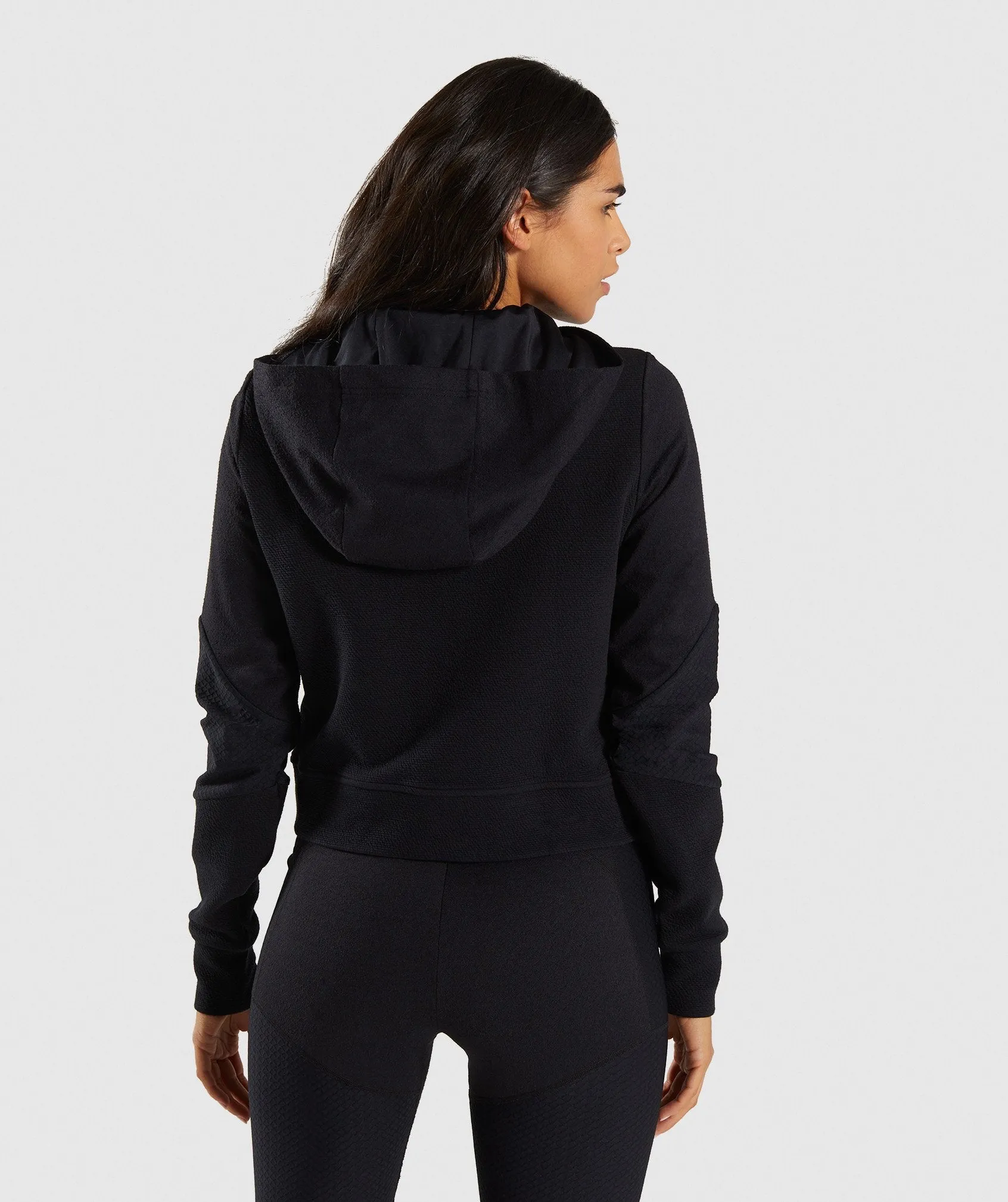 Gymshark True Texture Hooded Bomber Jacket - Black