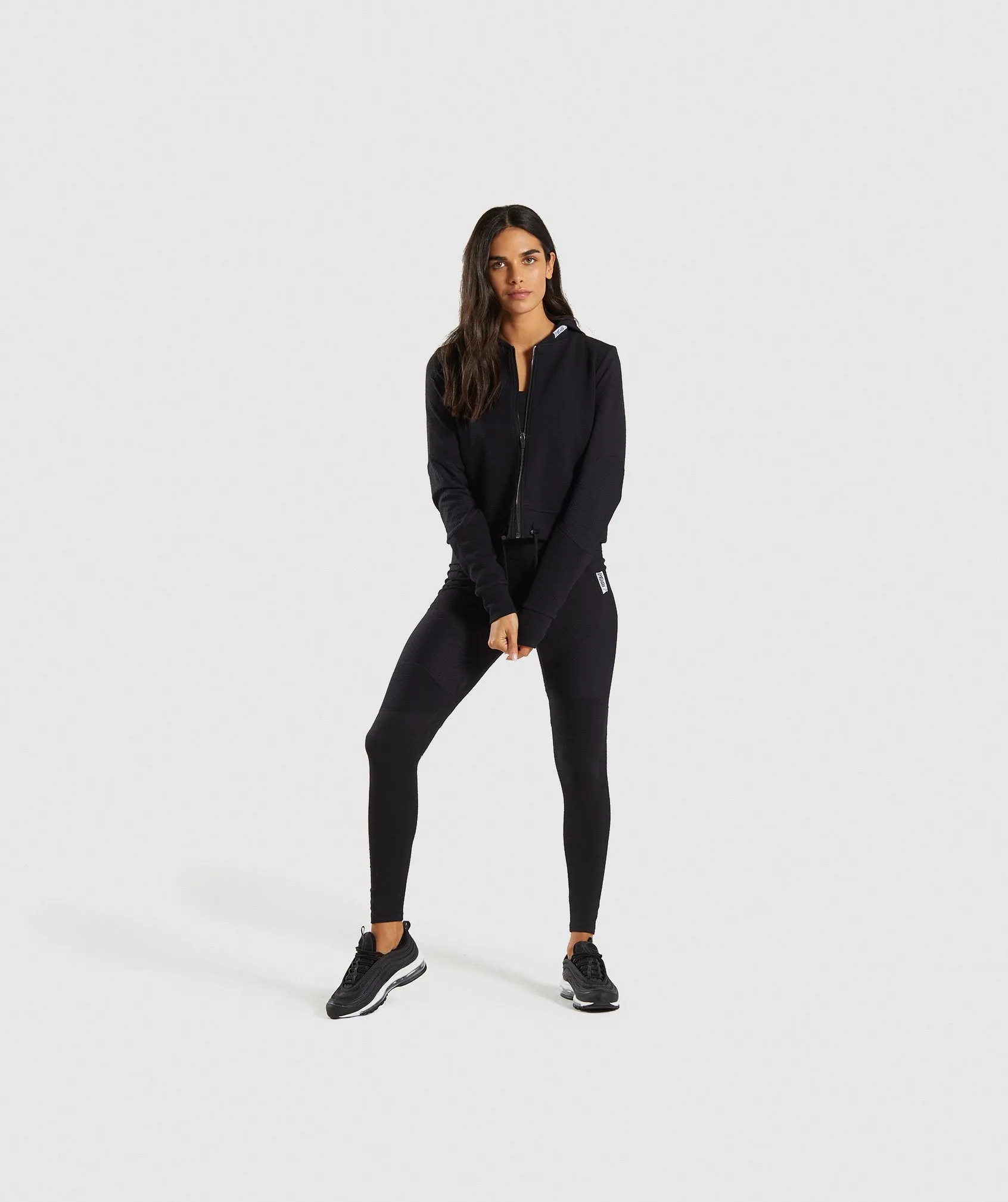 Gymshark True Texture Hooded Bomber Jacket - Black